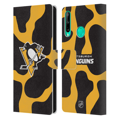 NHL Pittsburgh Penguins Cow Pattern Leather Book Wallet Case Cover For Huawei P40 lite E