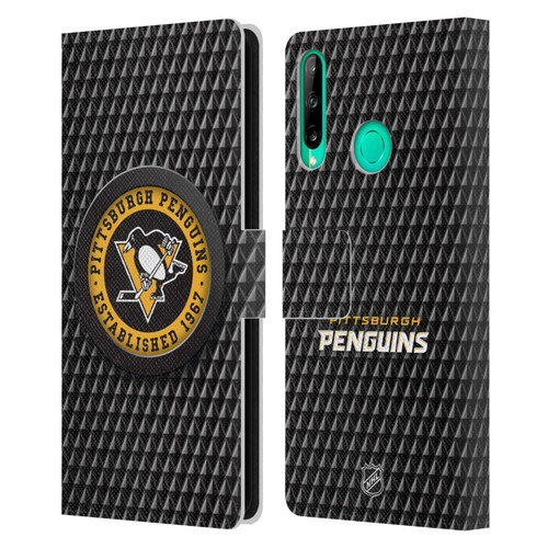 NHL Pittsburgh Penguins Puck Texture Leather Book Wallet Case Cover For Huawei P40 lite E