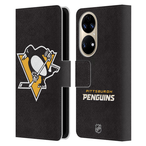 NHL Pittsburgh Penguins Plain Leather Book Wallet Case Cover For Huawei P50