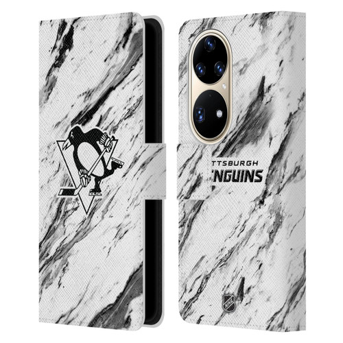 NHL Pittsburgh Penguins Marble Leather Book Wallet Case Cover For Huawei P50 Pro