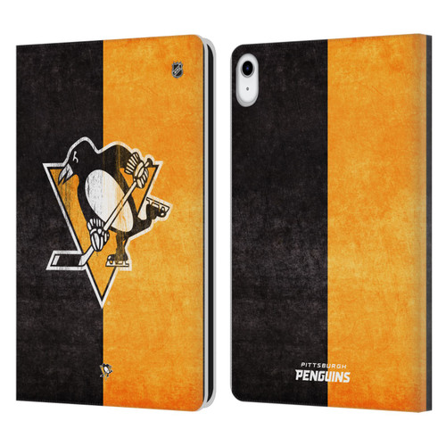 NHL Pittsburgh Penguins Half Distressed Leather Book Wallet Case Cover For Apple iPad 10.9 (2022)