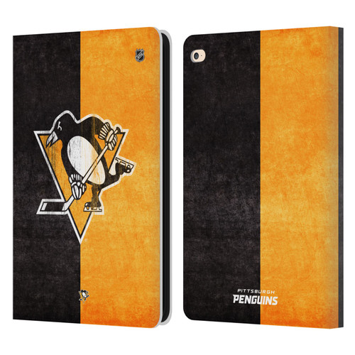 NHL Pittsburgh Penguins Half Distressed Leather Book Wallet Case Cover For Apple iPad Air 2 (2014)