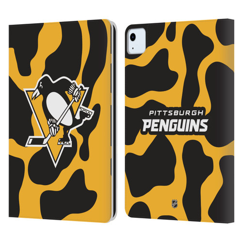 NHL Pittsburgh Penguins Cow Pattern Leather Book Wallet Case Cover For Apple iPad Air 2020 / 2022