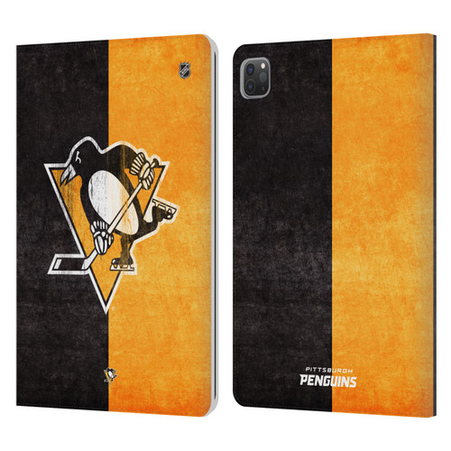 NHL Pittsburgh Penguins Half Distressed Leather Book Wallet Case Cover For Apple iPad Pro 11 2020 / 2021 / 2022