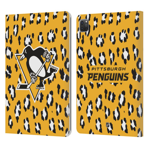 NHL Pittsburgh Penguins Leopard Patten Leather Book Wallet Case Cover For Apple iPad Pro 11 2020 / 2021 / 2022