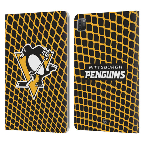 NHL Pittsburgh Penguins Net Pattern Leather Book Wallet Case Cover For Apple iPad Pro 11 2020 / 2021 / 2022