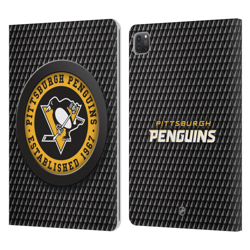 NHL Pittsburgh Penguins Puck Texture Leather Book Wallet Case Cover For Apple iPad Pro 11 2020 / 2021 / 2022