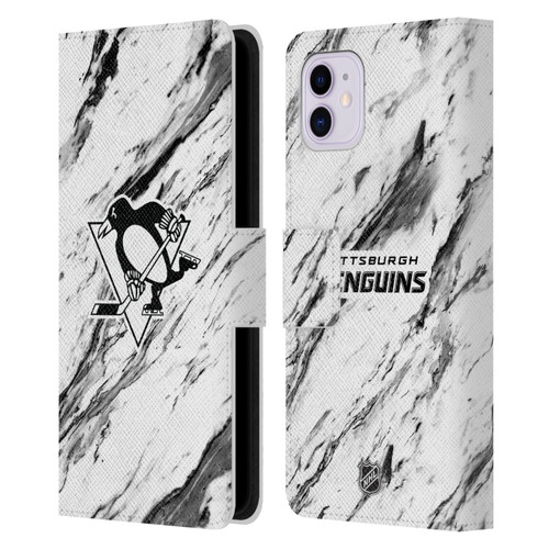 NHL Pittsburgh Penguins Marble Leather Book Wallet Case Cover For Apple iPhone 11