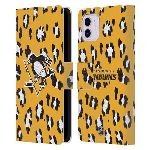 NHL Pittsburgh Penguins Leopard Patten Leather Book Wallet Case Cover For Apple iPhone 11