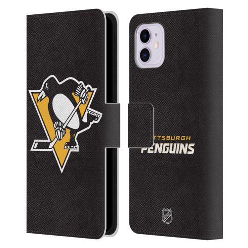 NHL Pittsburgh Penguins Plain Leather Book Wallet Case Cover For Apple iPhone 11