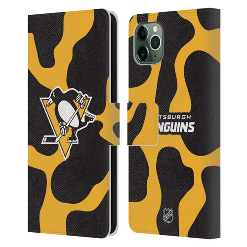 NHL Pittsburgh Penguins Cow Pattern Leather Book Wallet Case Cover For Apple iPhone 11 Pro Max