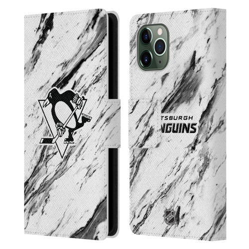 NHL Pittsburgh Penguins Marble Leather Book Wallet Case Cover For Apple iPhone 11 Pro