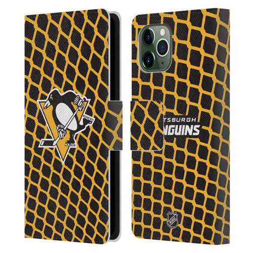 NHL Pittsburgh Penguins Net Pattern Leather Book Wallet Case Cover For Apple iPhone 11 Pro