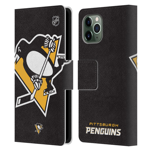 NHL Pittsburgh Penguins Oversized Leather Book Wallet Case Cover For Apple iPhone 11 Pro