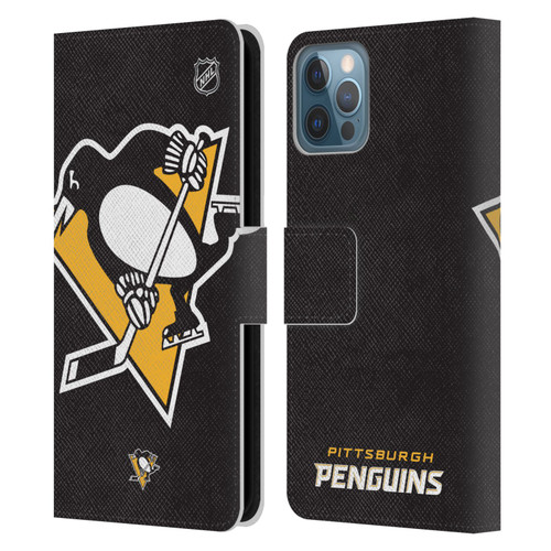 NHL Pittsburgh Penguins Oversized Leather Book Wallet Case Cover For Apple iPhone 12 / iPhone 12 Pro