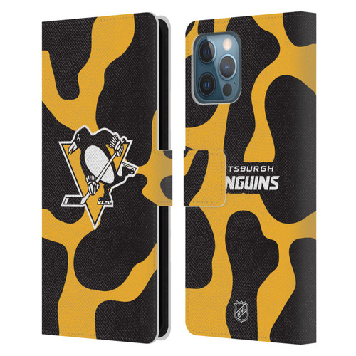 NHL Pittsburgh Penguins Cow Pattern Leather Book Wallet Case Cover For Apple iPhone 12 Pro Max