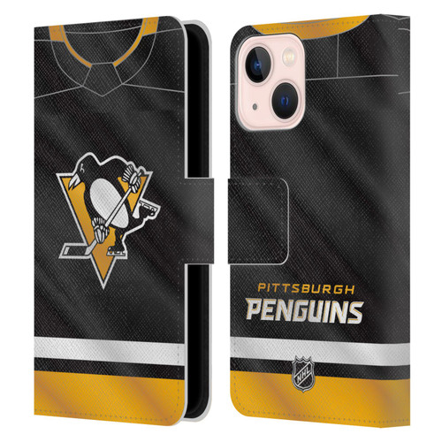 NHL Pittsburgh Penguins Jersey Leather Book Wallet Case Cover For Apple iPhone 13 Mini