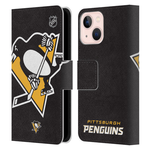 NHL Pittsburgh Penguins Oversized Leather Book Wallet Case Cover For Apple iPhone 13 Mini