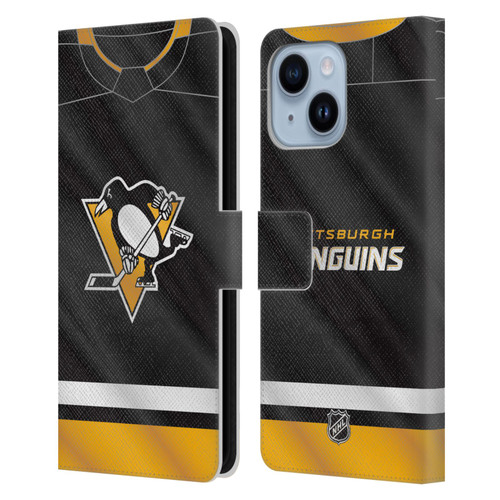 NHL Pittsburgh Penguins Jersey Leather Book Wallet Case Cover For Apple iPhone 14 Plus