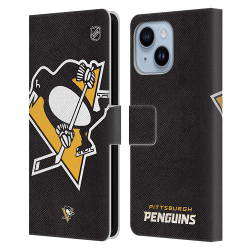 NHL Pittsburgh Penguins Oversized Leather Book Wallet Case Cover For Apple iPhone 14 Plus