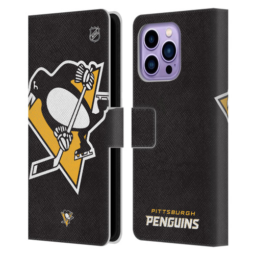 NHL Pittsburgh Penguins Oversized Leather Book Wallet Case Cover For Apple iPhone 14 Pro Max