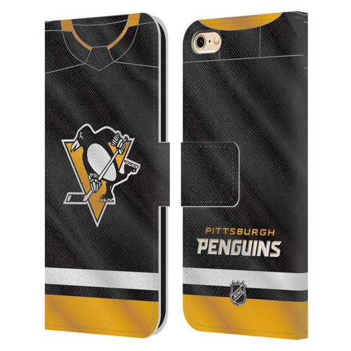 NHL Pittsburgh Penguins Jersey Leather Book Wallet Case Cover For Apple iPhone 6 / iPhone 6s
