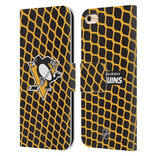 NHL Pittsburgh Penguins Net Pattern Leather Book Wallet Case Cover For Apple iPhone 6 / iPhone 6s