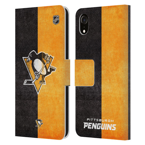 NHL Pittsburgh Penguins Half Distressed Leather Book Wallet Case Cover For Apple iPhone XR