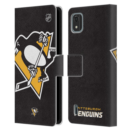 NHL Pittsburgh Penguins Oversized Leather Book Wallet Case Cover For Nokia C2 2nd Edition