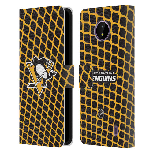 NHL Pittsburgh Penguins Net Pattern Leather Book Wallet Case Cover For Nokia C10 / C20