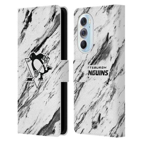 NHL Pittsburgh Penguins Marble Leather Book Wallet Case Cover For Motorola Edge X30