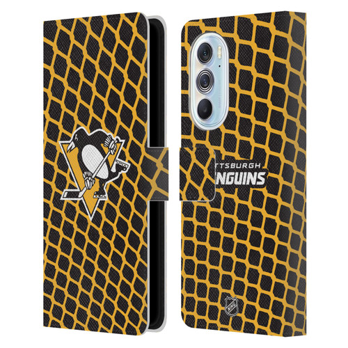 NHL Pittsburgh Penguins Net Pattern Leather Book Wallet Case Cover For Motorola Edge X30
