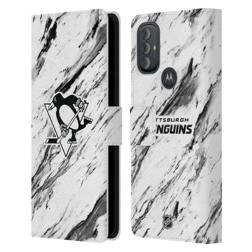 NHL Pittsburgh Penguins Marble Leather Book Wallet Case Cover For Motorola Moto G10 / Moto G20 / Moto G30