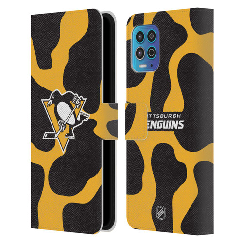 NHL Pittsburgh Penguins Cow Pattern Leather Book Wallet Case Cover For Motorola Moto G100