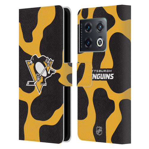 NHL Pittsburgh Penguins Cow Pattern Leather Book Wallet Case Cover For OnePlus 10 Pro