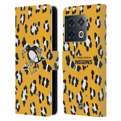 NHL Pittsburgh Penguins Leopard Patten Leather Book Wallet Case Cover For OnePlus 10 Pro