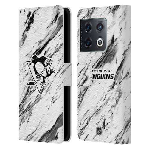 NHL Pittsburgh Penguins Marble Leather Book Wallet Case Cover For OnePlus 10 Pro