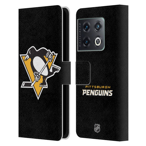 NHL Pittsburgh Penguins Plain Leather Book Wallet Case Cover For OnePlus 10 Pro