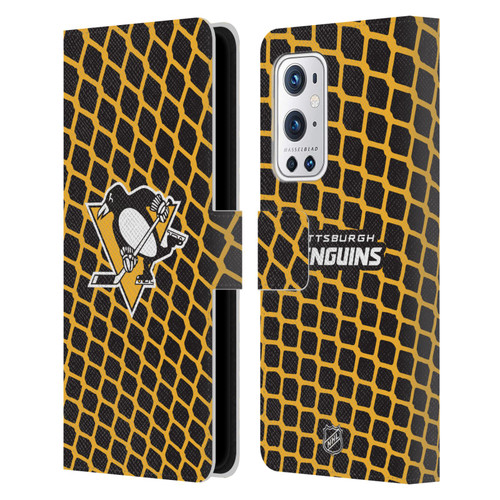 NHL Pittsburgh Penguins Net Pattern Leather Book Wallet Case Cover For OnePlus 9 Pro