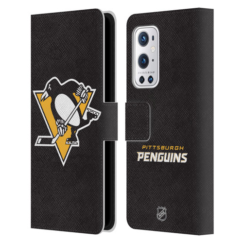 NHL Pittsburgh Penguins Plain Leather Book Wallet Case Cover For OnePlus 9 Pro