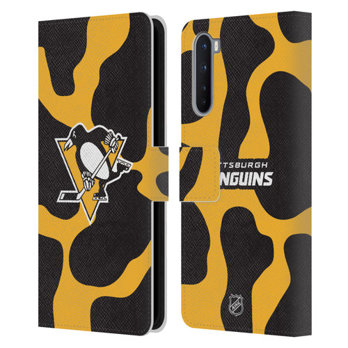 NHL Pittsburgh Penguins Cow Pattern Leather Book Wallet Case Cover For OnePlus Nord 5G