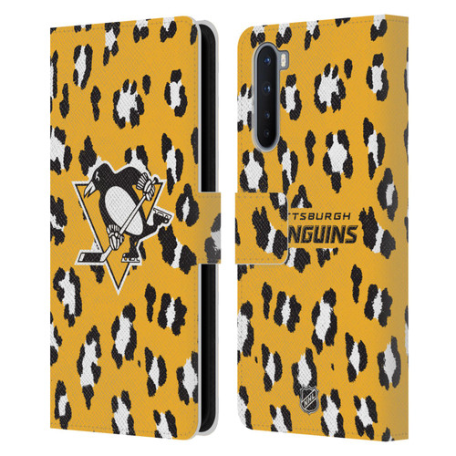 NHL Pittsburgh Penguins Leopard Patten Leather Book Wallet Case Cover For OnePlus Nord 5G