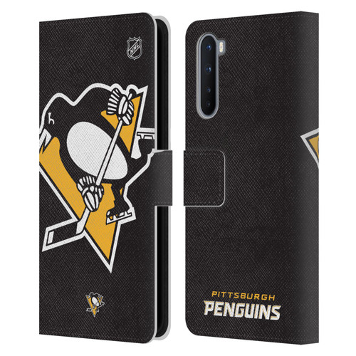 NHL Pittsburgh Penguins Oversized Leather Book Wallet Case Cover For OnePlus Nord 5G