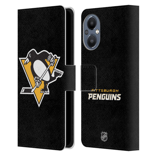 NHL Pittsburgh Penguins Plain Leather Book Wallet Case Cover For OnePlus Nord N20 5G