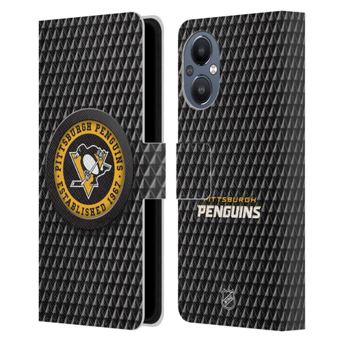 NHL Pittsburgh Penguins Puck Texture Leather Book Wallet Case Cover For OnePlus Nord N20 5G