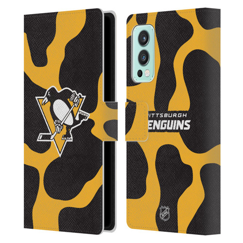 NHL Pittsburgh Penguins Cow Pattern Leather Book Wallet Case Cover For OnePlus Nord 2 5G