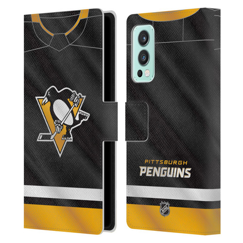 NHL Pittsburgh Penguins Jersey Leather Book Wallet Case Cover For OnePlus Nord 2 5G