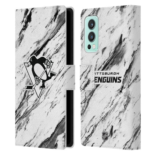 NHL Pittsburgh Penguins Marble Leather Book Wallet Case Cover For OnePlus Nord 2 5G