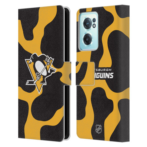 NHL Pittsburgh Penguins Cow Pattern Leather Book Wallet Case Cover For OnePlus Nord CE 2 5G