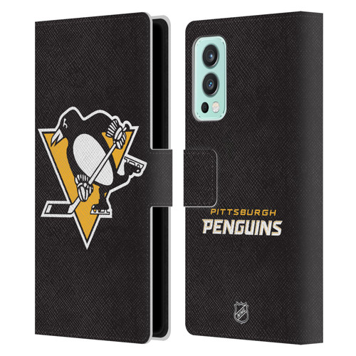 NHL Pittsburgh Penguins Plain Leather Book Wallet Case Cover For OnePlus Nord 2 5G